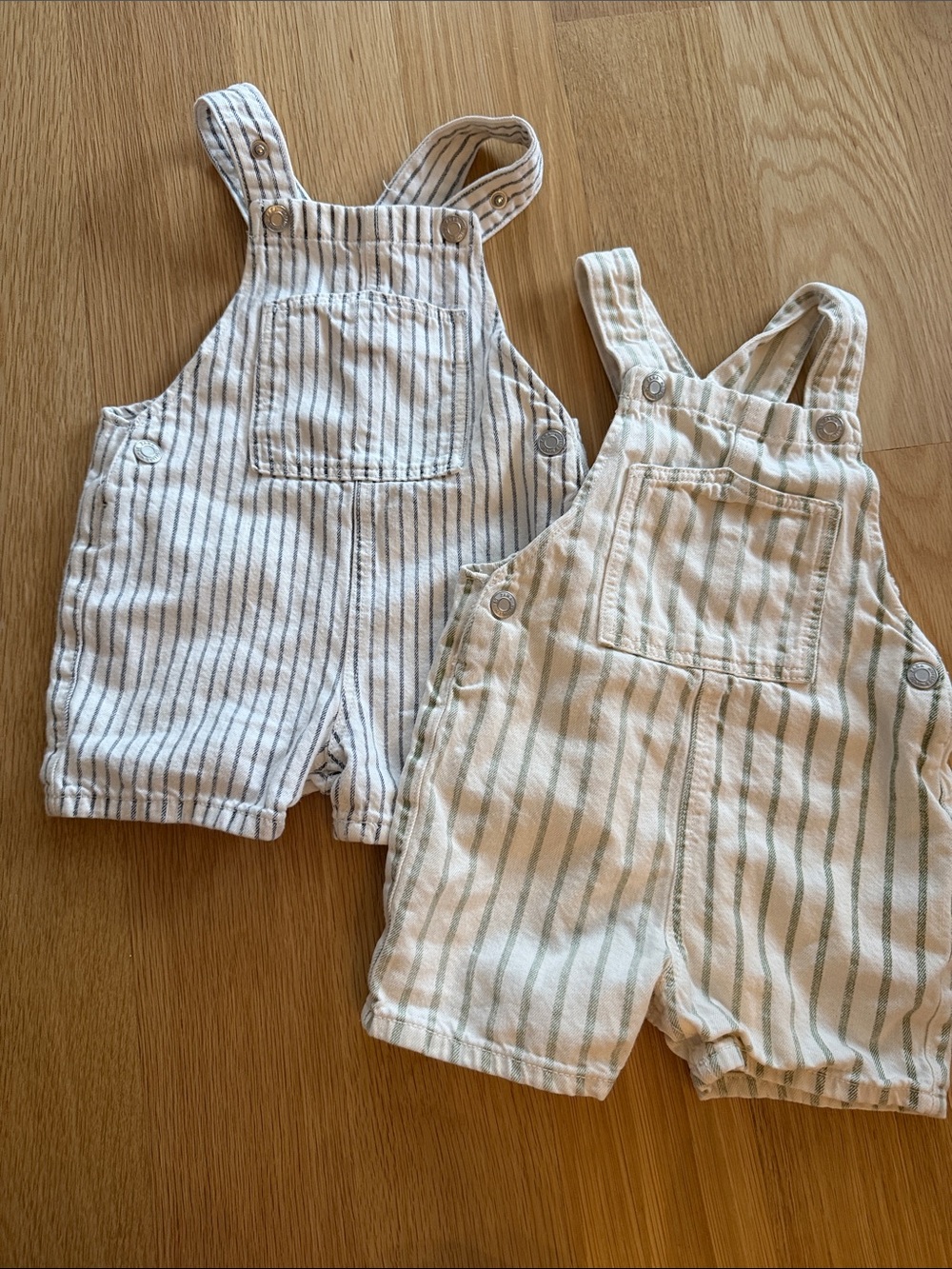 Zara Striped Baby Overalls - Green & Blue